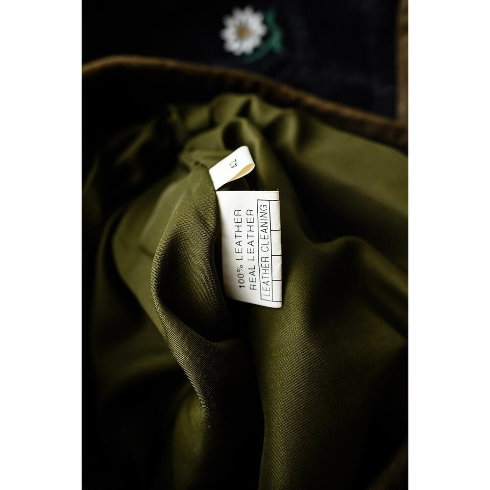 Copacabana Suede leather black quited jacket embroidered floral patchwork L 42 - Picture 4 of 7